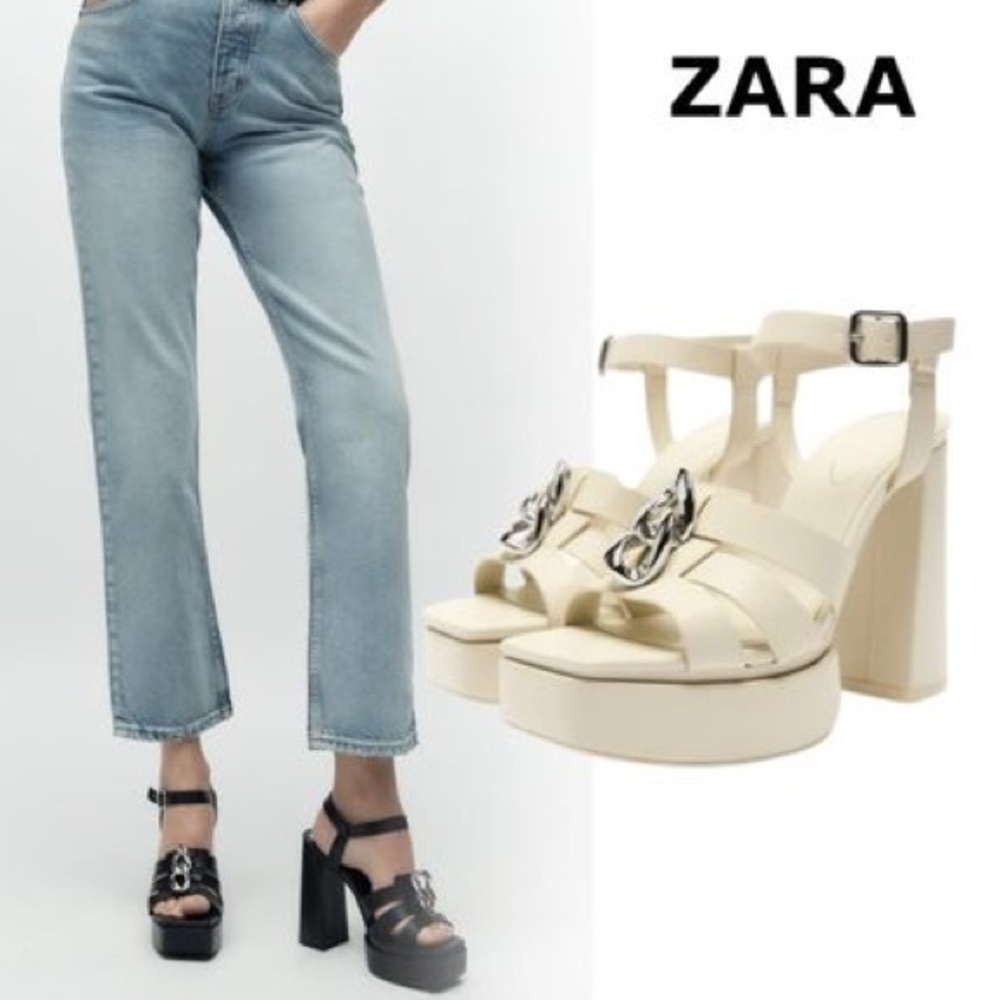 Zara strappy chunky platform heeled sandals 3345/910
